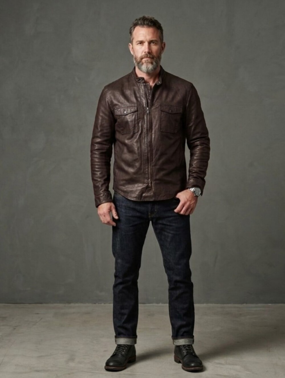 John Varvatos Dark Brown Leather Shirt Jacket